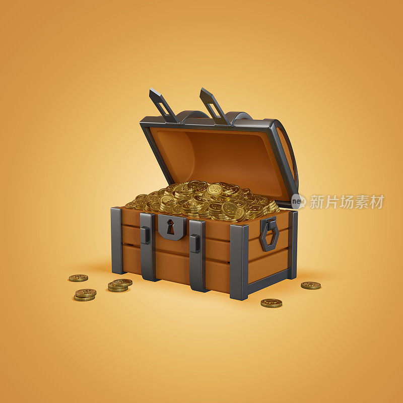 Little crypto Coin Treasure Box 3D，渲染，插图